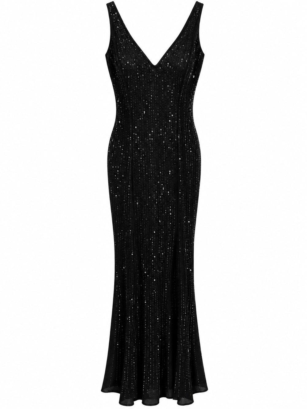 Jessica McClintock Black Sequin V-Neck Gown